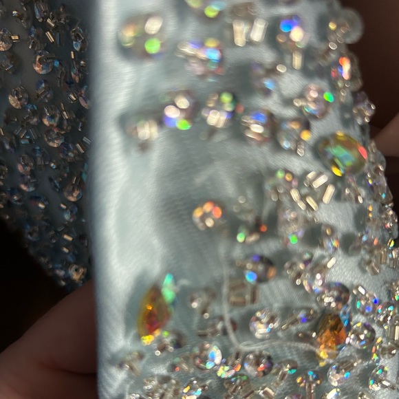 Sean Collection Blue Strapless Gown with Tulle Skirt and Beaded Bodice - Size XL - Picture 9 of 11